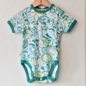 Cirque Du Soleil-Lu.Mini. Baby One Piece & Hanger-12M-Green/Circus Print-NWT